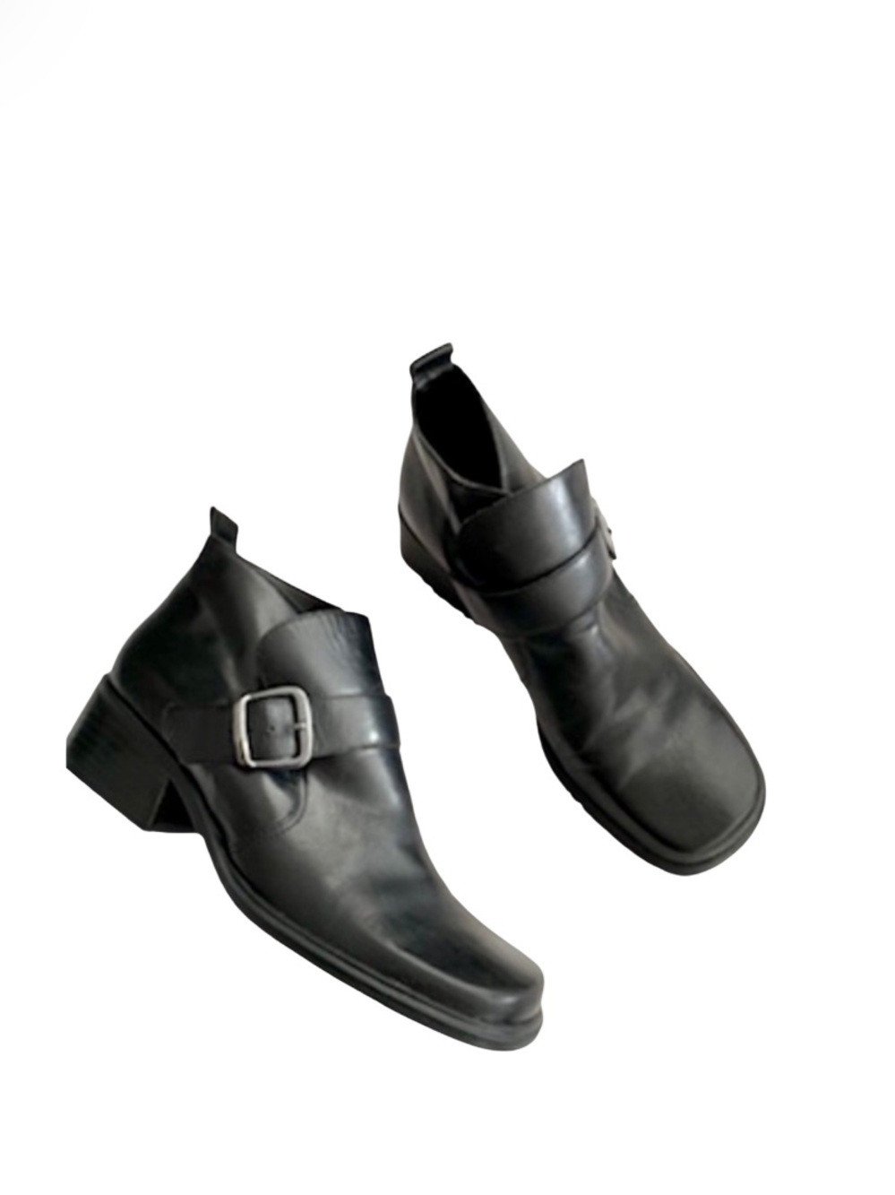 Minimalist Vintage Bandolino Black Leather Square Toe Boot